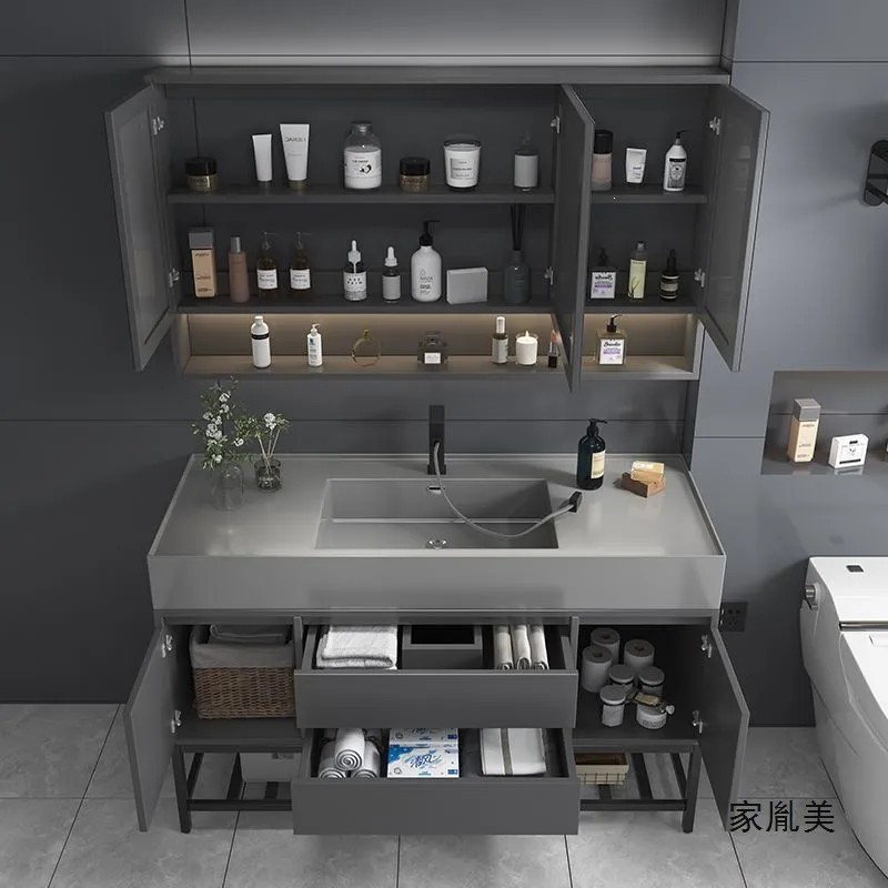 Home Bathroom Wash Basin - Solid Wood Bathroom Vanity with Nano