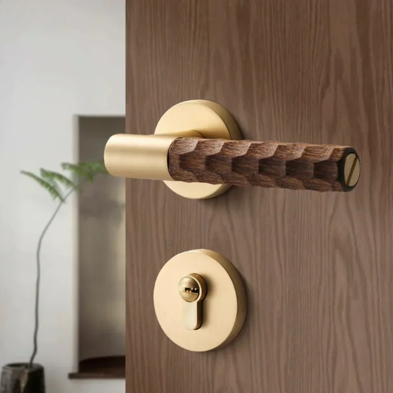 Home Bathroom Lock - Wooden Door Handle Zinc Silent Lock