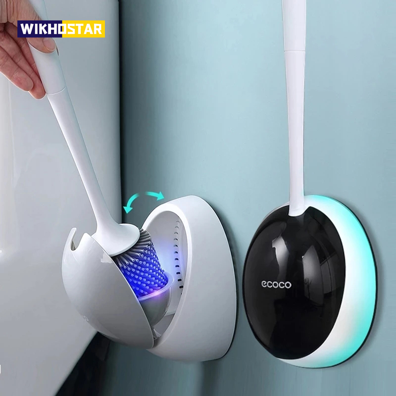 Home Bathroom Cleaning Kit - WIKHOSTAR TPR Silicone Toilet Brush WC