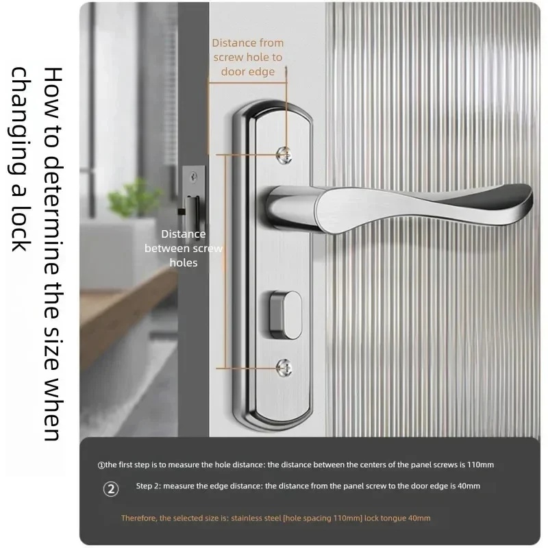 Home Bathroom Lock - Keyless Stainless Steel Privacy Door Lock
