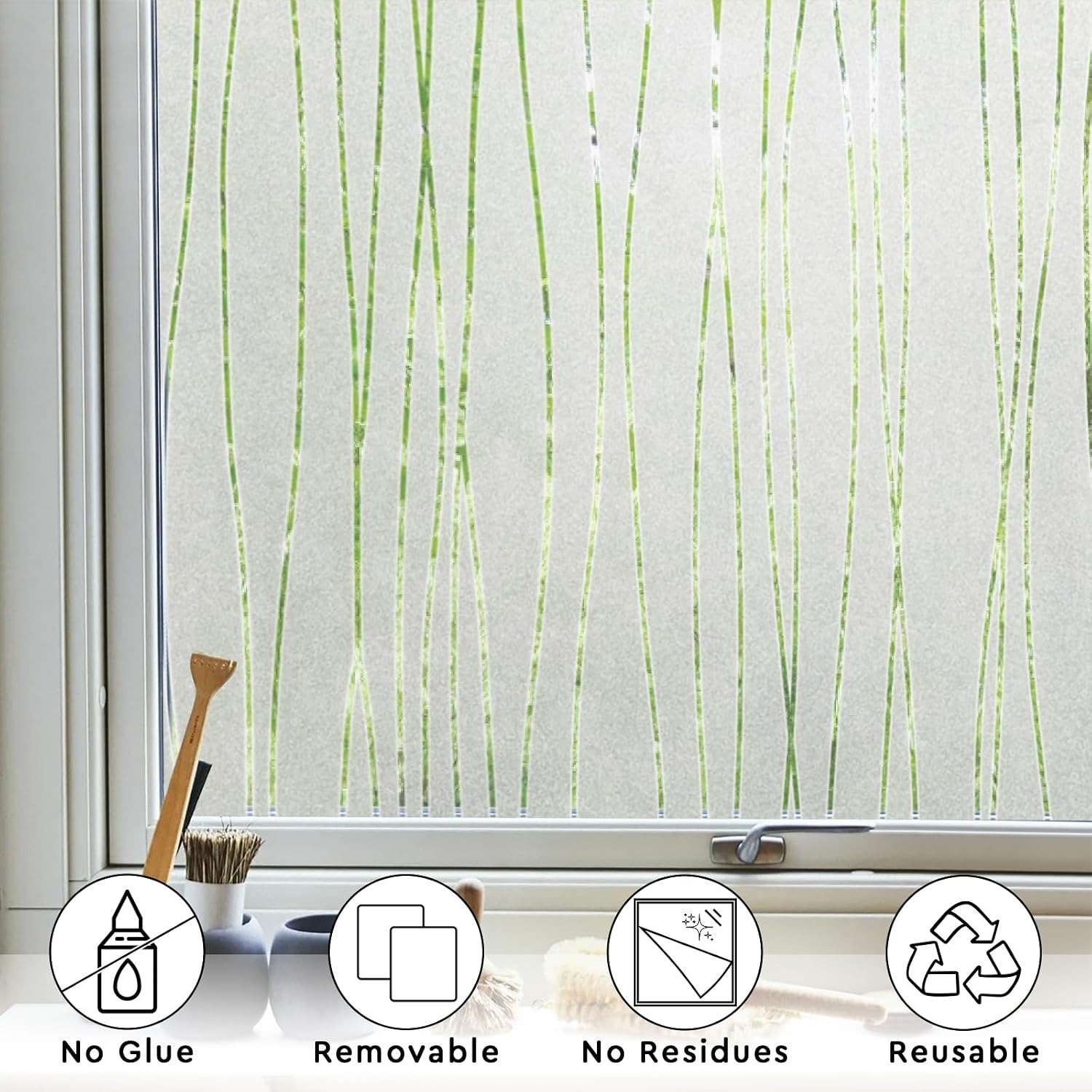 Stripe Pattern Frosted Window  - огляд і ціна Home Bathroom Window Tint