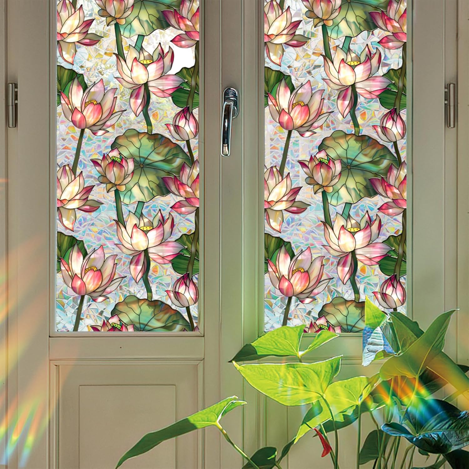 Lotus Flowers Stained Glass Wi - огляд і ціна Home Bathroom Window Tint