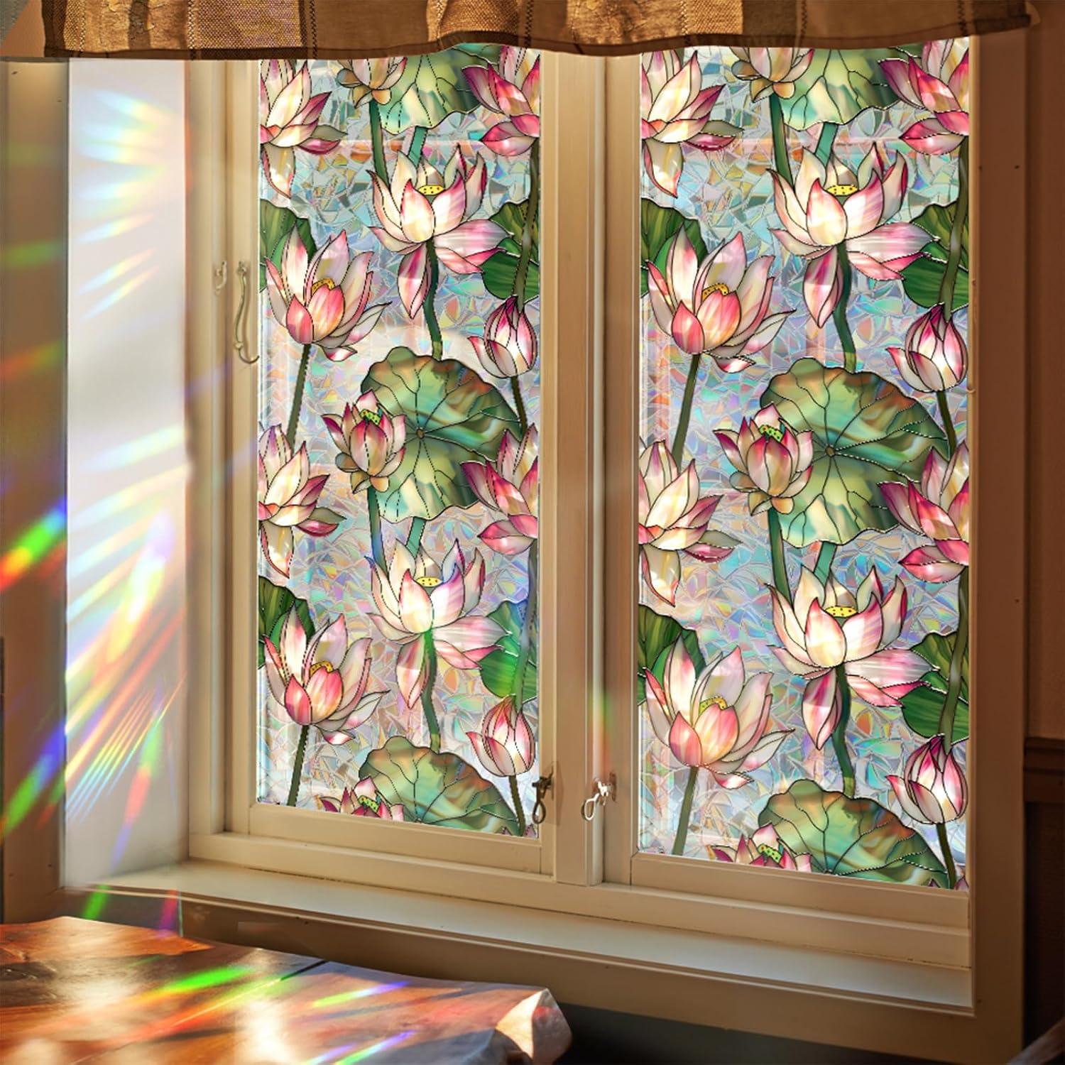 Lotus Flowers Stained Glass Wi - огляд і ціна Home Bathroom Window Tint