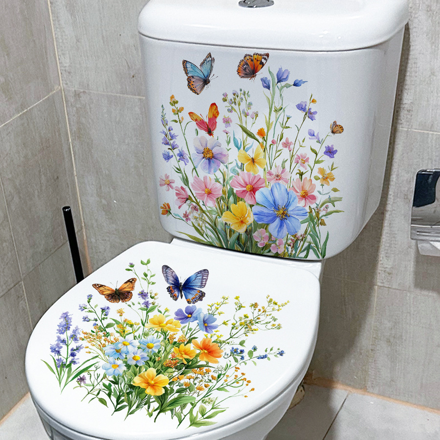 2PCS Fresh Flower & Butterfly  - огляд і ціна Home Bathroom Floor Tiles