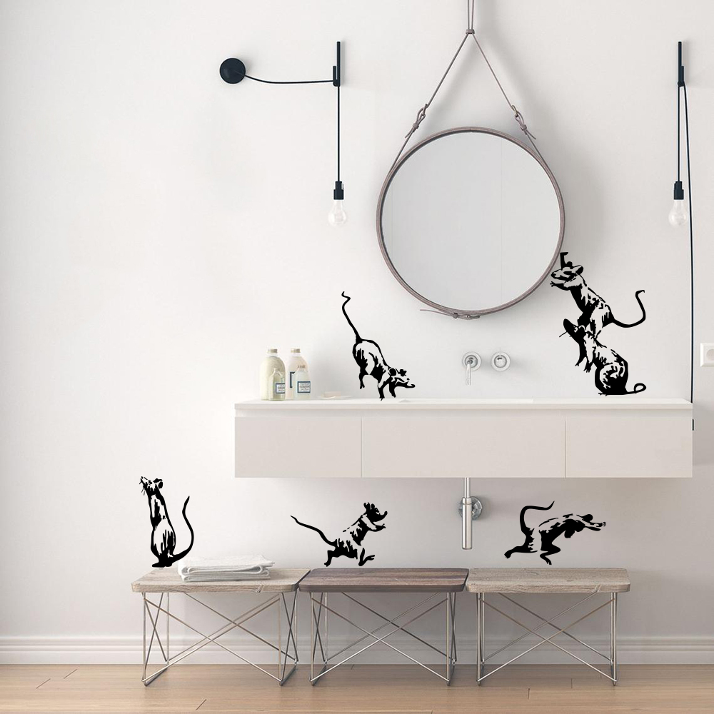 5Pcs Banksy Toilet Rats Wall S - огляд і ціна Home Bathroom Floor Tiles