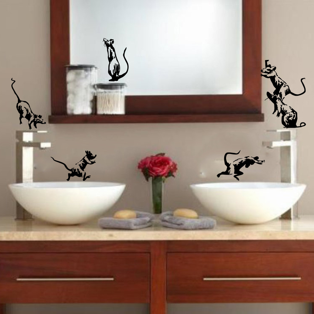 5Pcs Banksy Toilet Rats Wall S - огляд і ціна Home Bathroom Floor Tiles