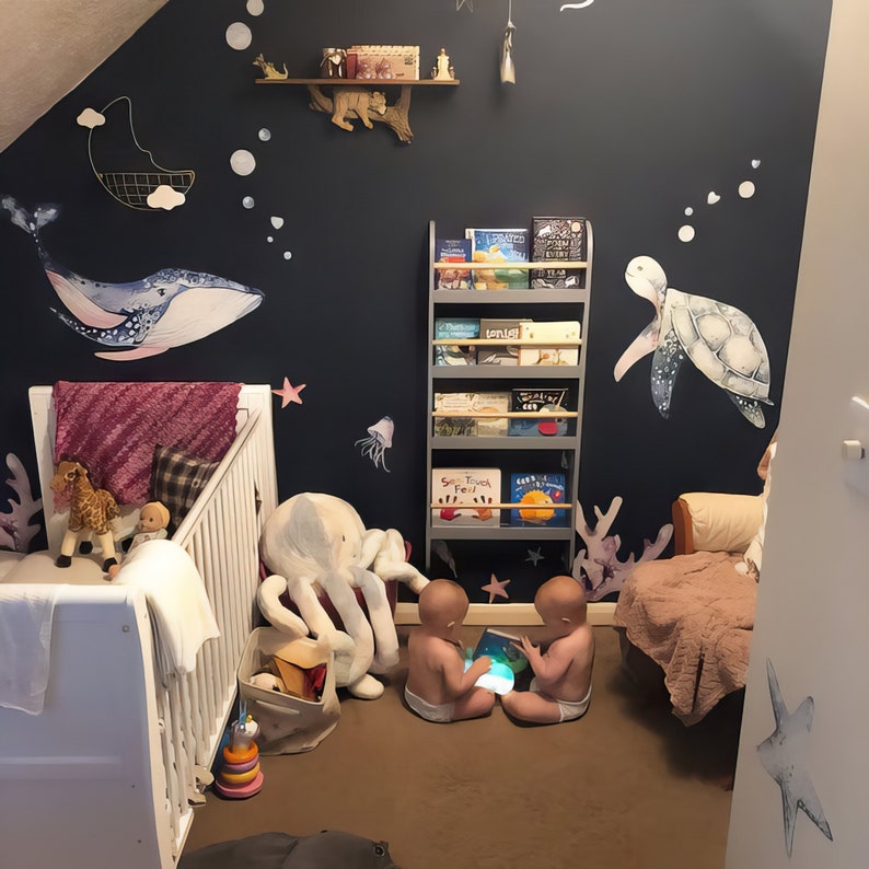 Watercolor Sea Life Ocean Wall - огляд і ціна Home Bathroom Floor Tiles