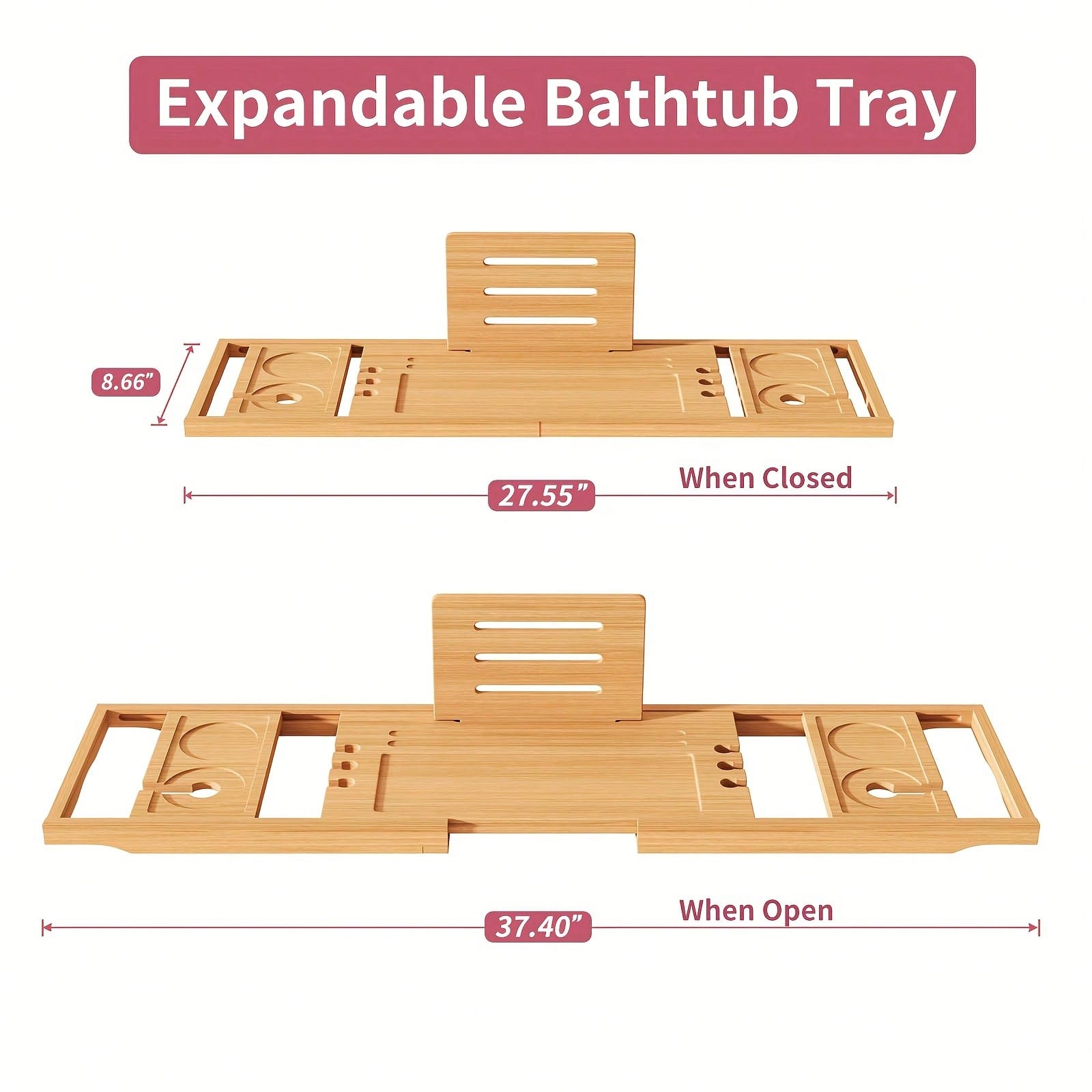 Bamboo Bathtub Caddy Tray, Ext - огляд і ціна Bath Caddy Tray