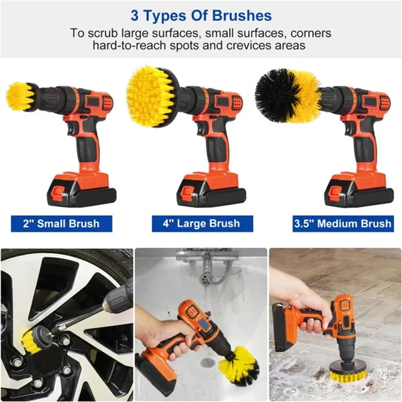 3 pcs/set drill brush set powe - огляд і ціна Home Bathroom Cleaning Kit