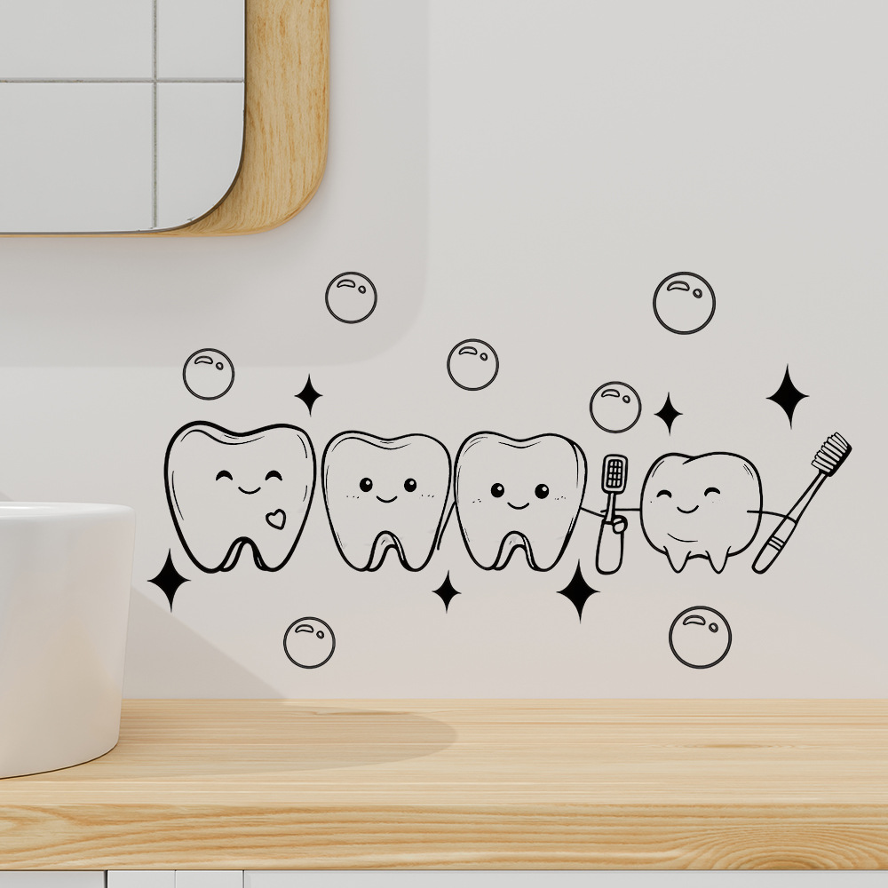 Cartoon Tooth Design Wall Stic - огляд і ціна Home Bathroom Wash Basin