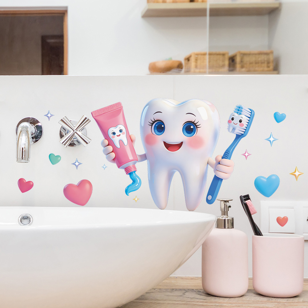 Cartoon Tooth Design Wall Stic - огляд і ціна Home Bathroom Wash Basin