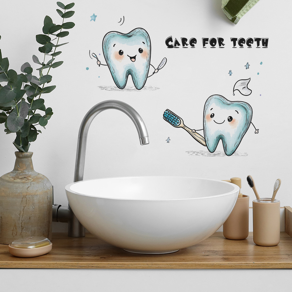 Cartoon Tooth Design Wall Stic - огляд і ціна Home Bathroom Wash Basin