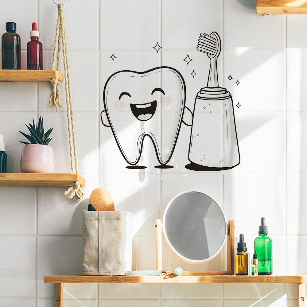 Cartoon Tooth Design Wall Stic - огляд і ціна Home Bathroom Wash Basin