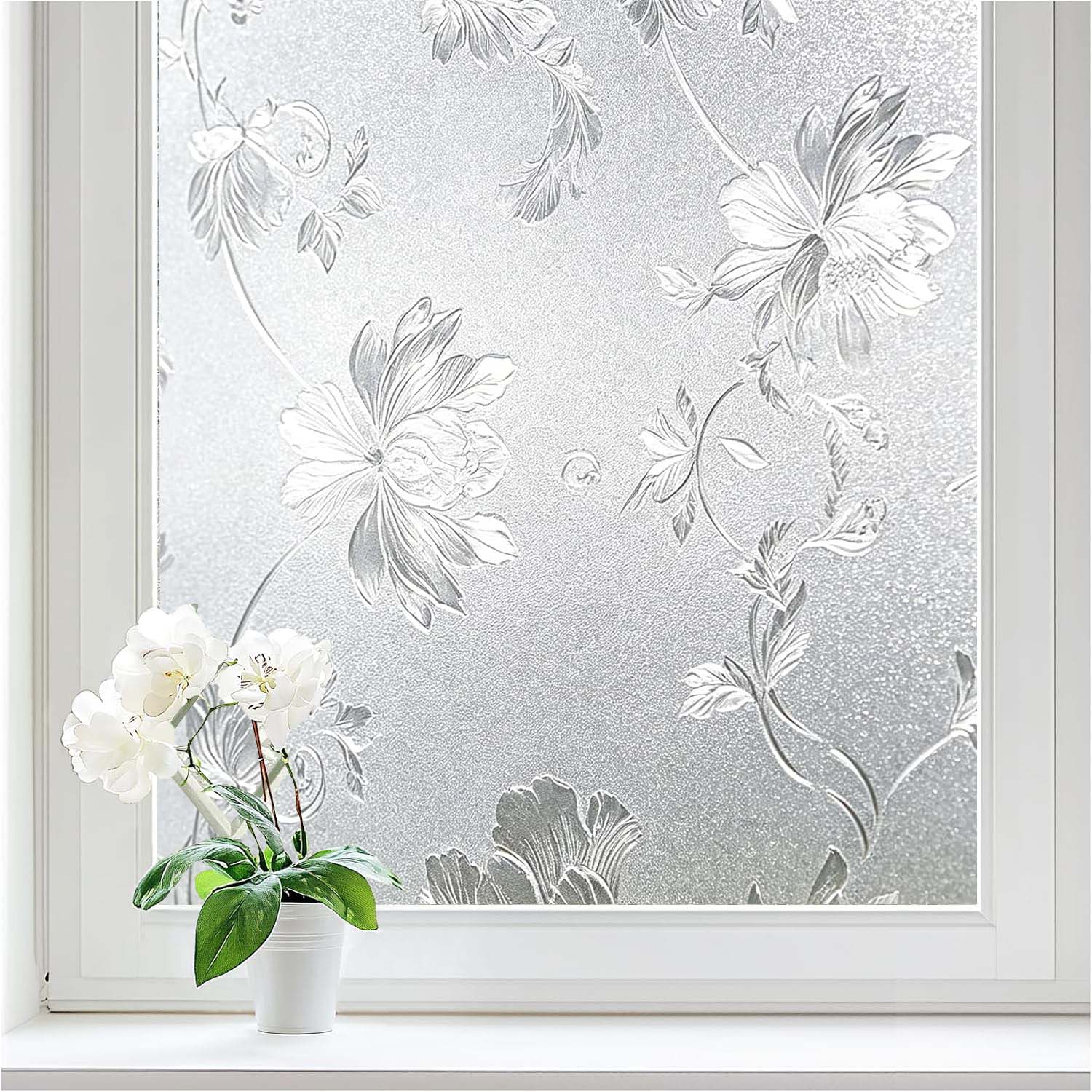Floral Frosted Window Privacy  - огляд і ціна Home Bathroom Window Tint