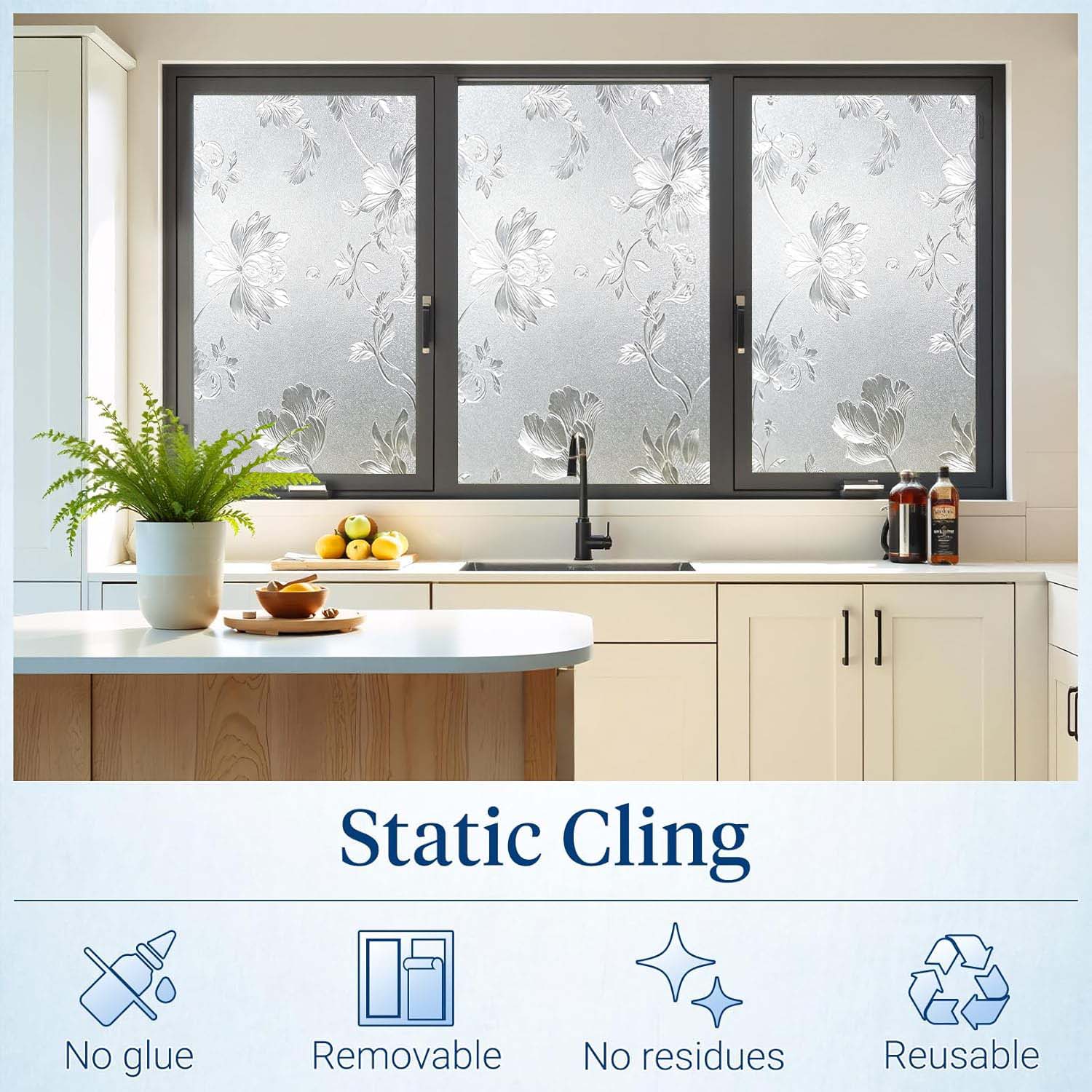 Floral Frosted Window Privacy  - огляд і ціна Home Bathroom Window Tint